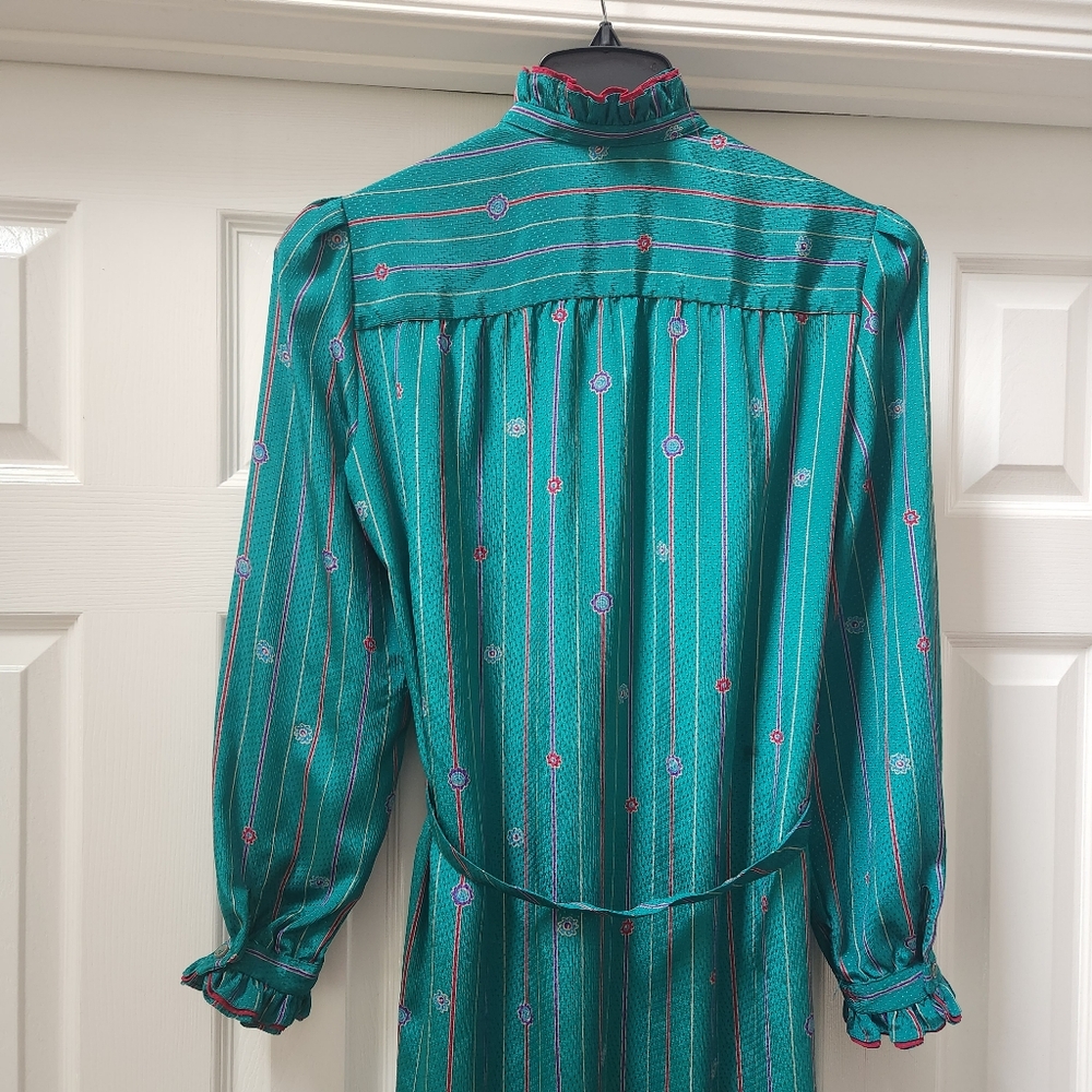 Vintage Schrader Sport Petites Green Long Sleeve Dress, Union Tag - Picture 8 of 15